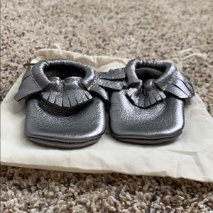 Freshly Picked Platinum Moccasin Size 4